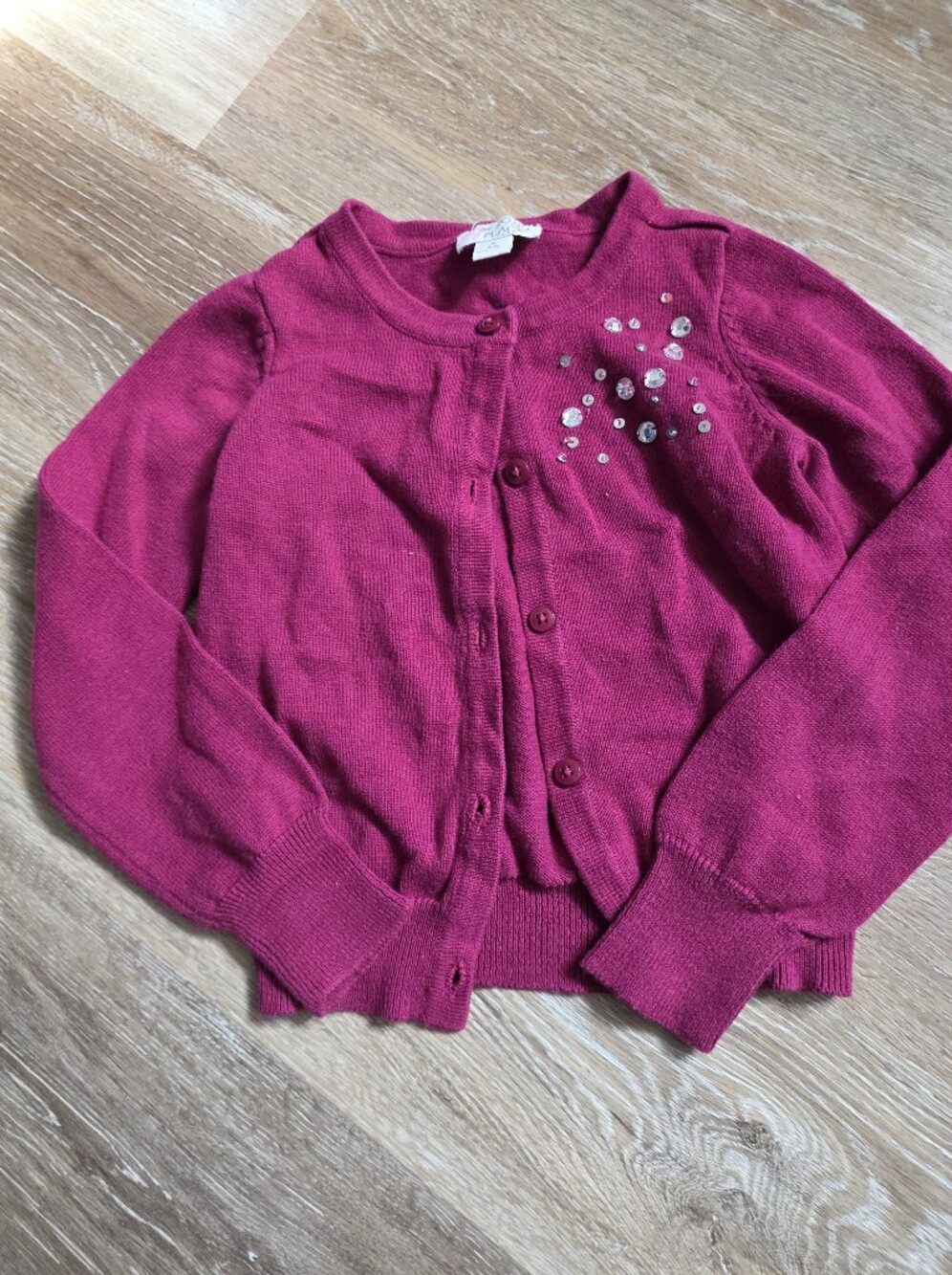 The Children's Place Fuchsia Knit Cardigan with Crystal Accents